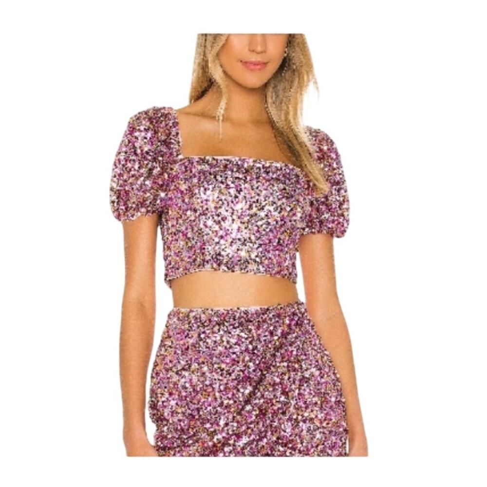 LPA REESE SEQUINED CROP TOP, SIZE XS *